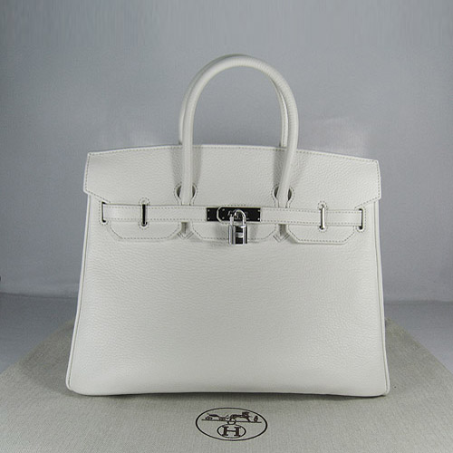 High Quality Fake Hermes Birkin 35CM Togo Leather Bag White 6089